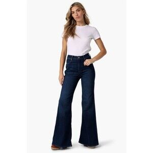 Wrangler Women Wanderer 622 Denim Jean High Rise Flare Wide Leg Dark Blue New